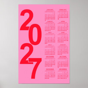 Modern Minimal Typographic Elegant 2027 Calendar Poster