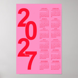 Modern Minimal Typographic Elegant 2027 Calendar Poster