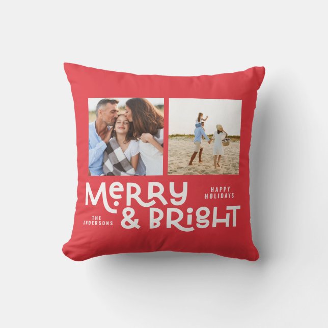 Modern minimal typography 2  photo Christmas   Throw Pillow (Front)