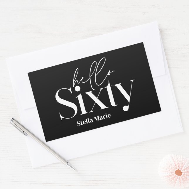 Modern minimal typography black 60th birthday sticker (Envelope)