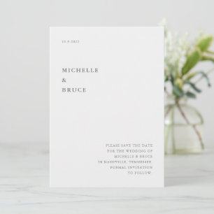 Modern Minimal Typography Black and White Wedding Save The Date