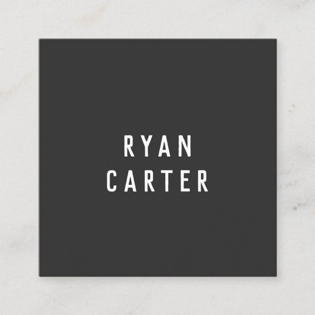 Modern Minimal Typography Black Paper Square Square Business Card (Front)