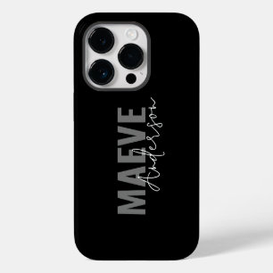 Modern minimal typography black white elegant iPhone 14 pro case
