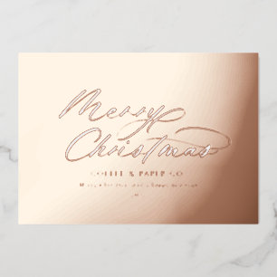 Modern minimal typography elegant script corporate foil holiday card