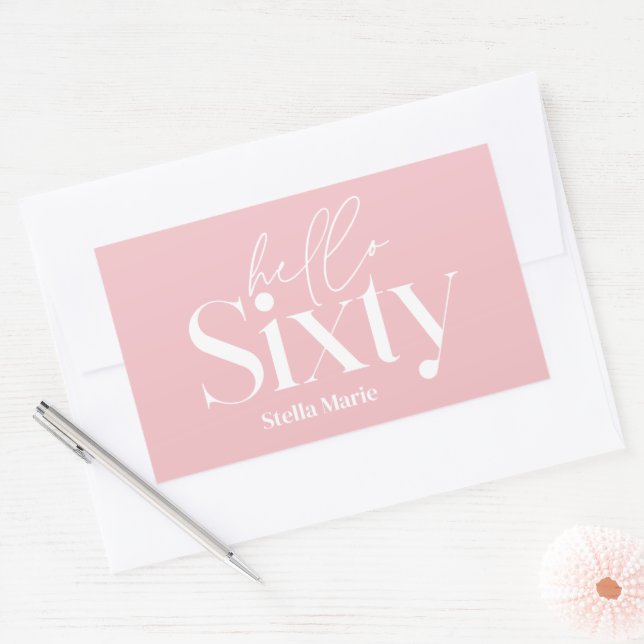 Modern minimal typography girly pink 60th birthday sticker (Envelope)