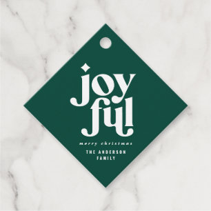 Modern minimal typography joyful holiday christmas favour tags