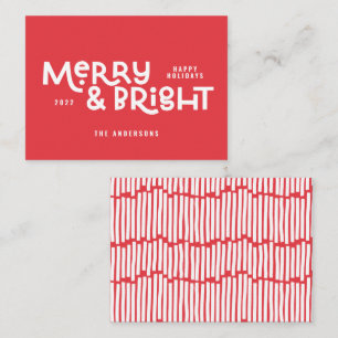 Modern minimal typography merry and bright card