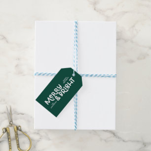 Modern minimal typography merry and bright gift ta gift tags