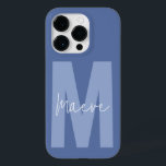 Modern minimal typography monogram dusty blue Case-Mate iPhone 14 pro case<br><div class="desc">Modern minimal typography monogram dusty blue and white elegant simple unique personalized phone case design.</div>