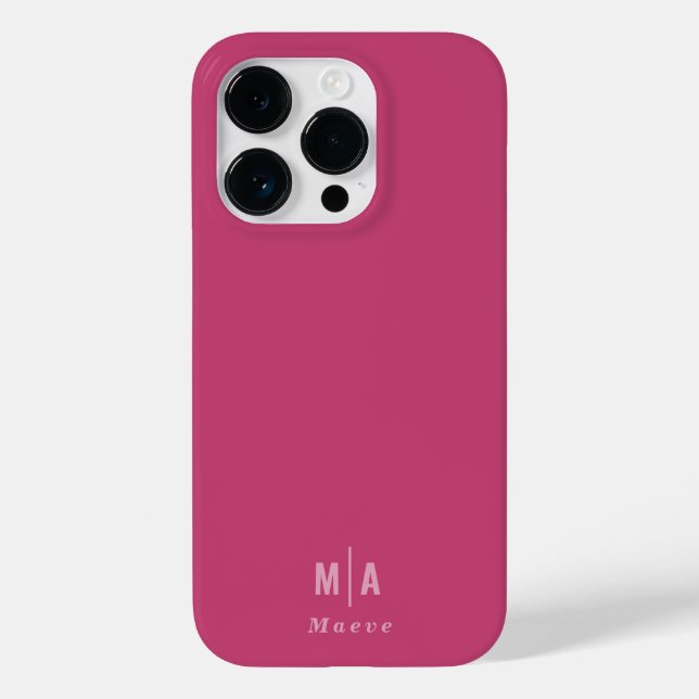 Modern minimal typography monogram girly pink Case-Mate iPhone case (Back)