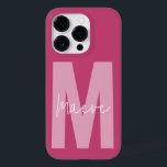 Modern minimal typography monogram pink girly Case-Mate iPhone 14 pro case<br><div class="desc">Modern minimal typography monogram girly pink and white elegant simple unique personalized phone case design.</div>