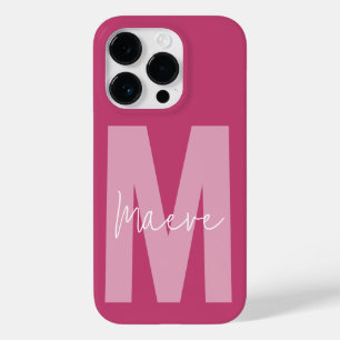 Modern minimal typography monogram pink girly Case-Mate iPhone 14 pro case