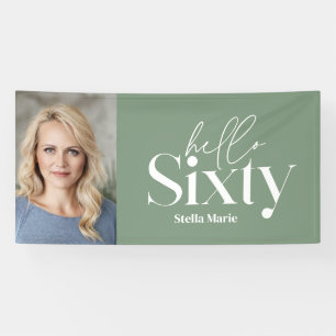 Modern minimal typography photo 60th birthday banner