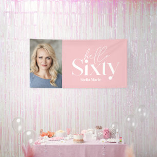 Modern minimal typography photo 60th birthday banner