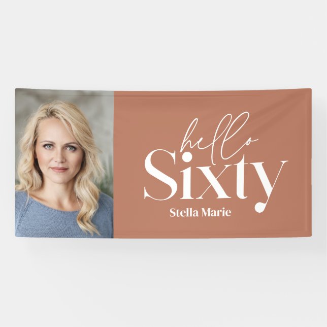 Modern minimal typography photo 60th birthday banner (Horizontal)