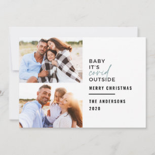 Modern minimal typography photo baby its covid holiday card
