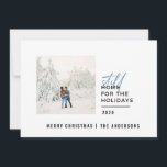 Modern minimal typography photo still home holiday card<br><div class="desc">Chic,  modern minimal red and white graphic photo holiday flat card. Funny quote still home for the holidays. Colours can be changed. Part of a holiday collection.</div>