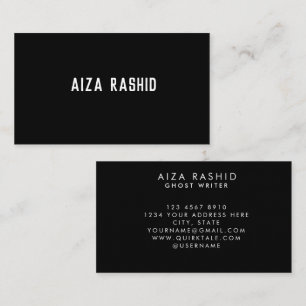 Modern Minimal Typography Rectangle Black Paper Business Card