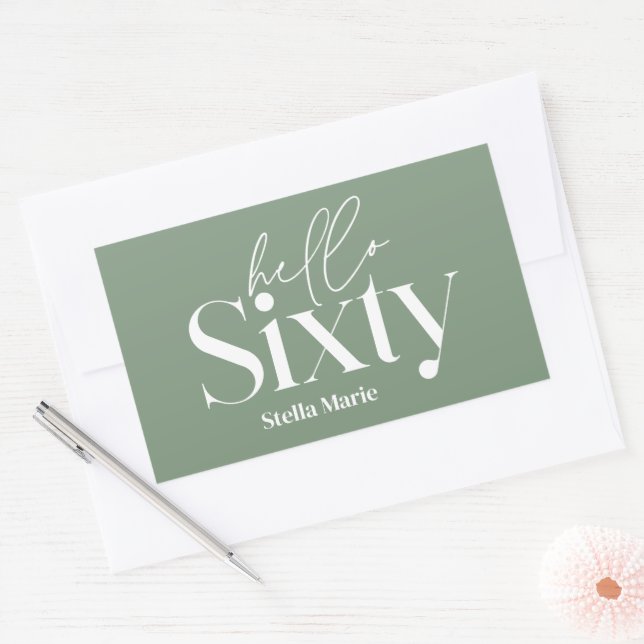 Modern minimal typography sage green 60th birthday sticker (Envelope)