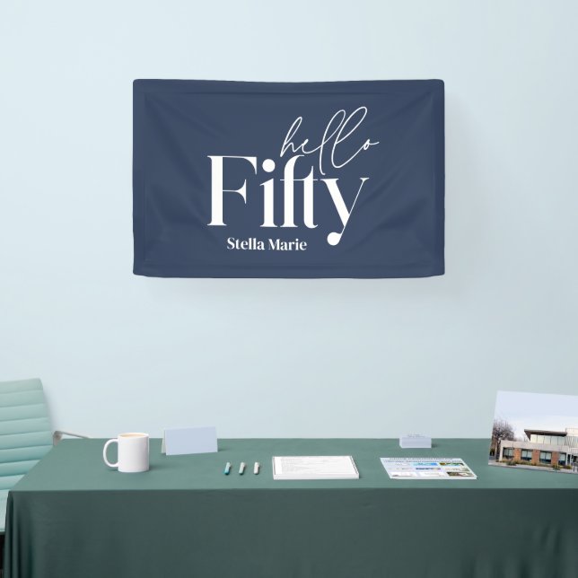 Modern minimal typography simple 50th birthday banner (Tradeshow)