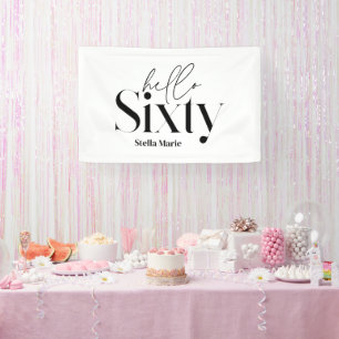 Modern minimal typography simple 60th birthday banner