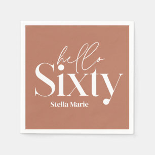 Modern minimal typography terracotta 60th birthday napkin