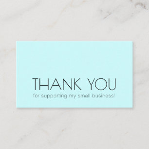 Modern Minimal Typography Thank You Light Blue Business Card
