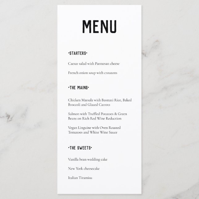 Modern Minimal Typography Wedding Menu (Front)