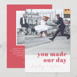 Modern Minimal Typography Wedding Photo Thank You Invitation