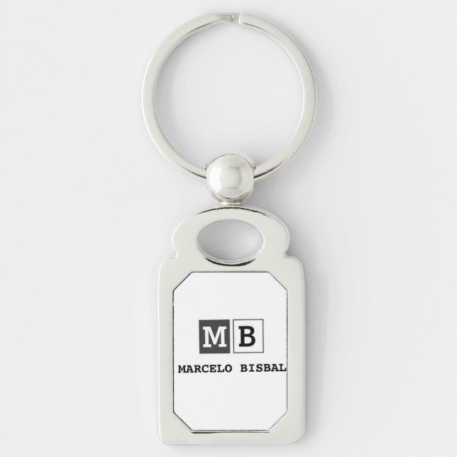 Modern Minimal Typography White Paper Square Keychain (Front)