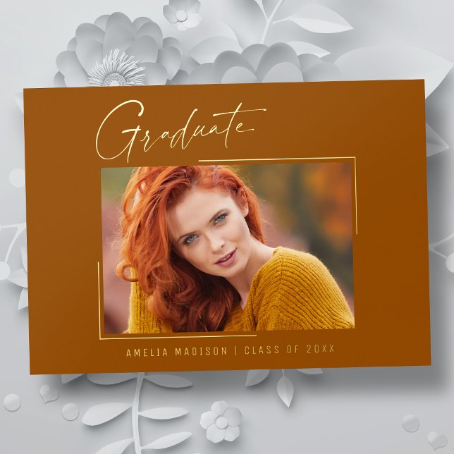 Modern Minimal Unique Ink Script Graduate Card (Creator Uploaded)