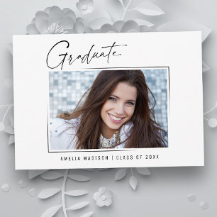 Modern Minimal Unique Ink Script Graduate Photo Announcement