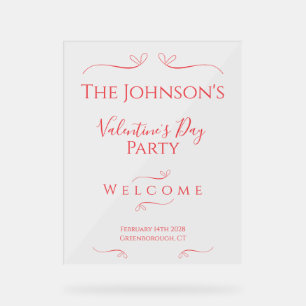 Modern Minimal Valentine's Day Party Welcome Acrylic Sign
