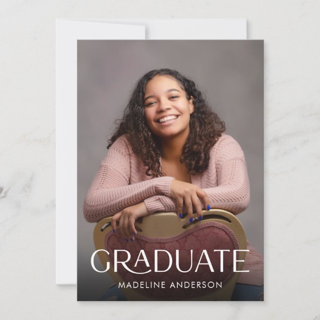 Modern Minimal Vertical Graduation 2 Photo  Invitation (Front)