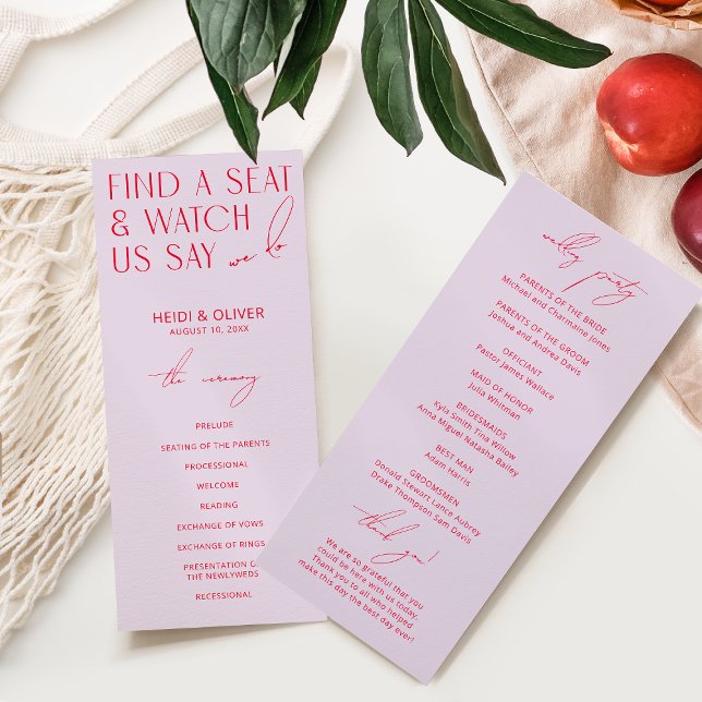 Modern Minimal Vibrant Bright Wedding Programs (Creator Uploaded)