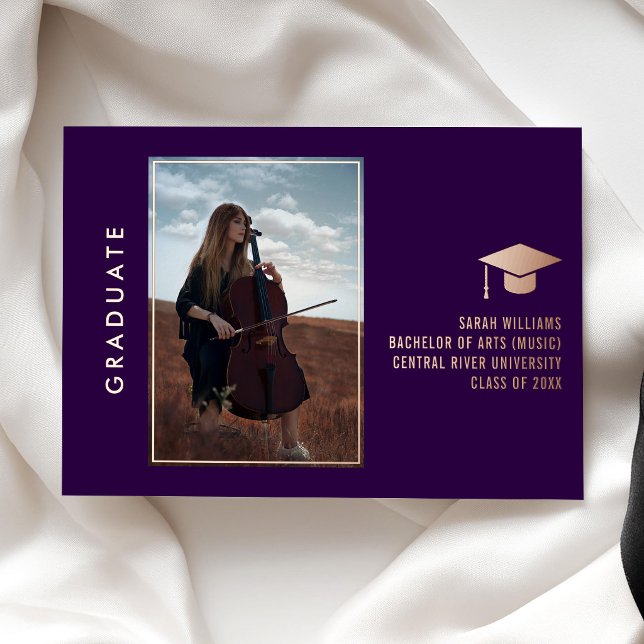 Modern Minimal Violet Graduation Announcement Card (Creator Uploaded)