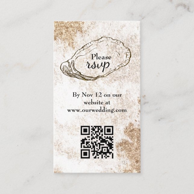 Modern Minimal Watercolor Oyster Beach RSVP Enclosure Card (Front)