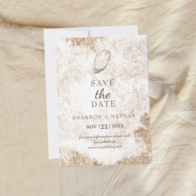 Modern Minimal Watercolor Oyster Beach  Save The Date (Creator Uploaded)