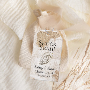 Modern Minimal Watercolor Oyster Beach Wedding Gift Tags