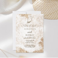 Modern Minimal Watercolor Oyster Beach Wedding