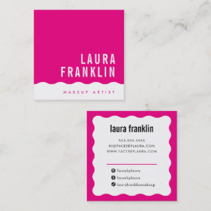 MODERN MINIMAL WAVE simple chic fuschia pink Square Business Card