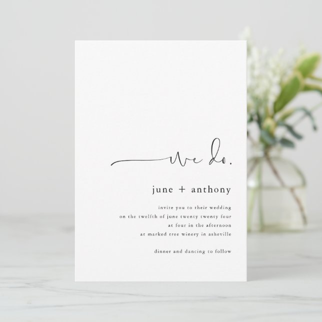 Modern Minimal We Do Wedding Photo Invitation (Standing Front)