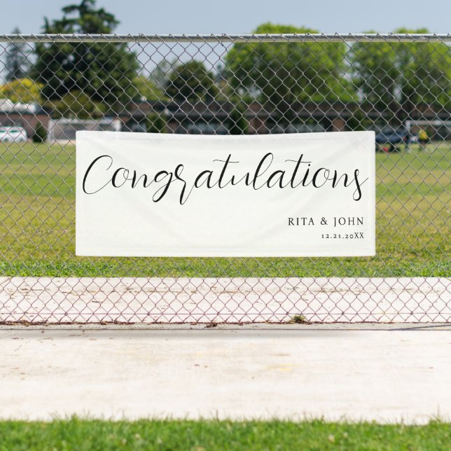 Modern Minimal Wedding Congratulations Handwriting Banner (Insitu)