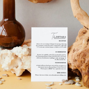 Modern Minimal Wedding Details Enclosure Card