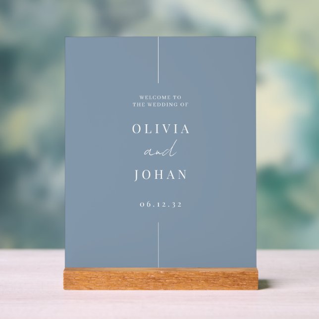 Modern Minimal Wedding Dusty Blue Welcome Acrylic Sign (Neutral)