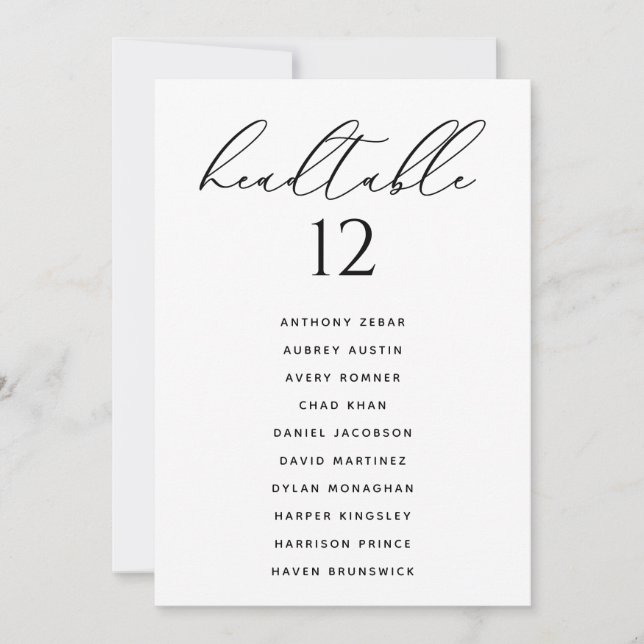 Modern Minimal Wedding Headtable Seating Chart Invitation (Front)