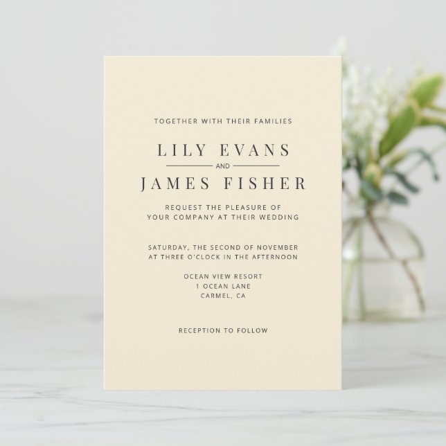 Modern Minimal Wedding Invitation (Standing Front)
