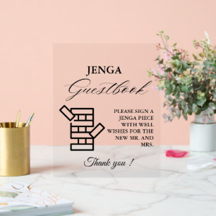 Modern Minimal Wedding Jenga Game Guestbook Sign