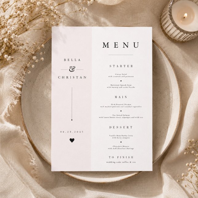 Modern Minimal Wedding Menu Card Elegant Split  (Creator Uploaded)