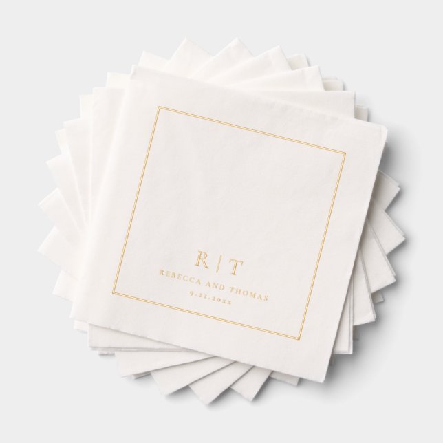 Modern Minimal Wedding Monogram Foil Napkins (Insitu (Stacked))